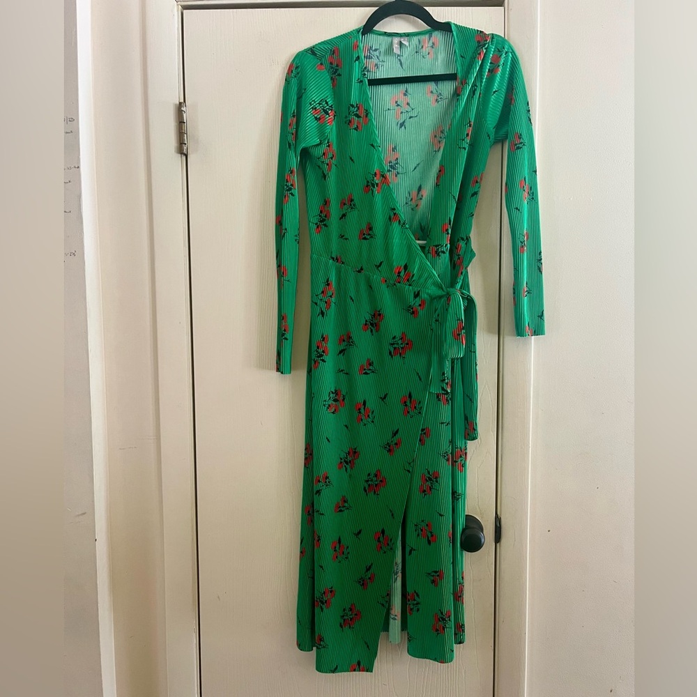 ASOS 60s Retro 70s Boho Disco Floral Hostess Wrap Midi Dress Xs